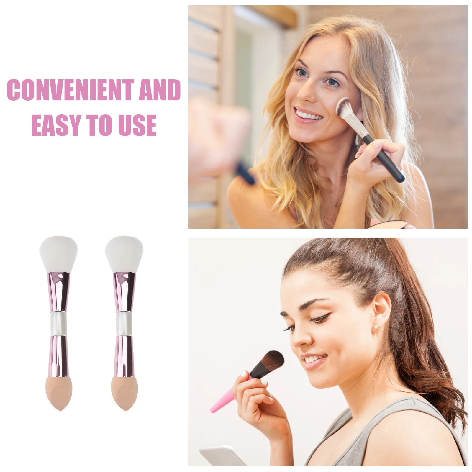 

Dual Headed Makeup Brush Multifunctional Tool Portable Double Ended Blush Blender Compact Size Cosmetics Brushes