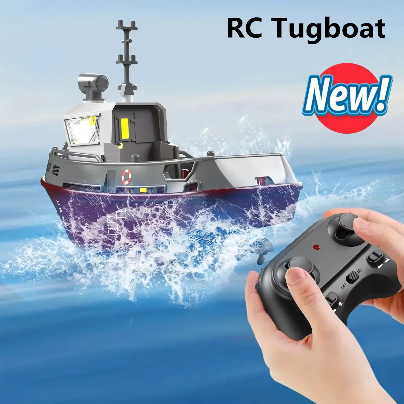 Tugboat Model Remote Control Finished Boat Model Electric  Mini RC Boat LED Light Dual Motor Waterproof Tugboat Model Toys