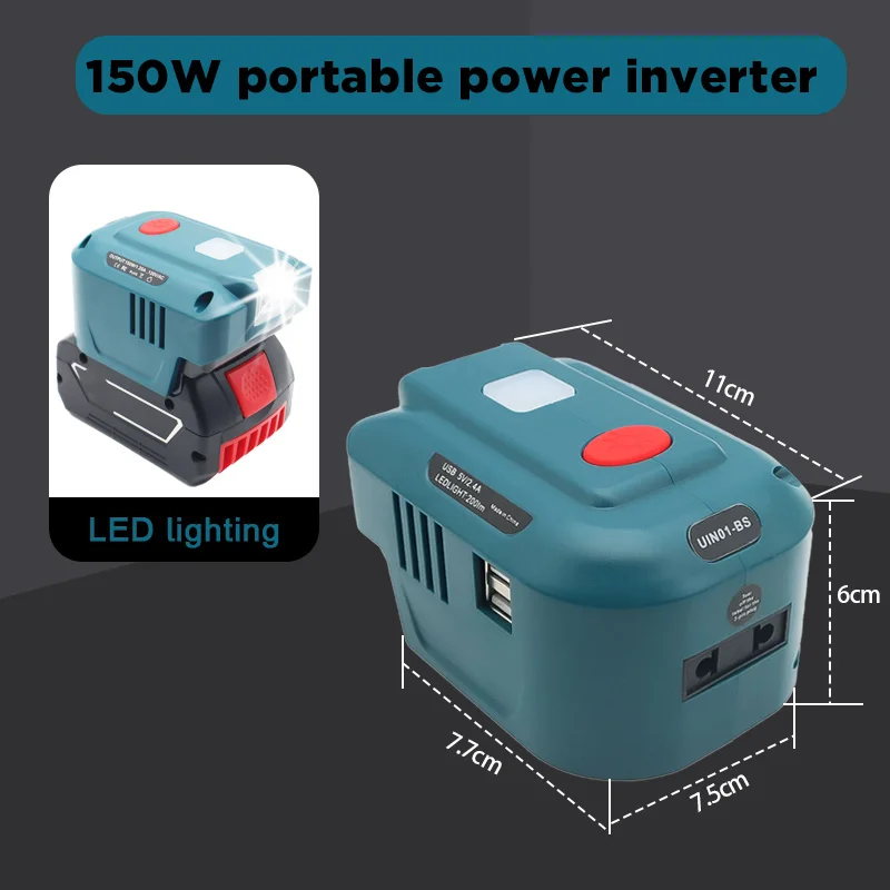 220V Inverter LED Working Light USB Power Bank Charger For Bosch For DeWalt For Makita For Milwaukee 18V 20V Lithium Ion Battery