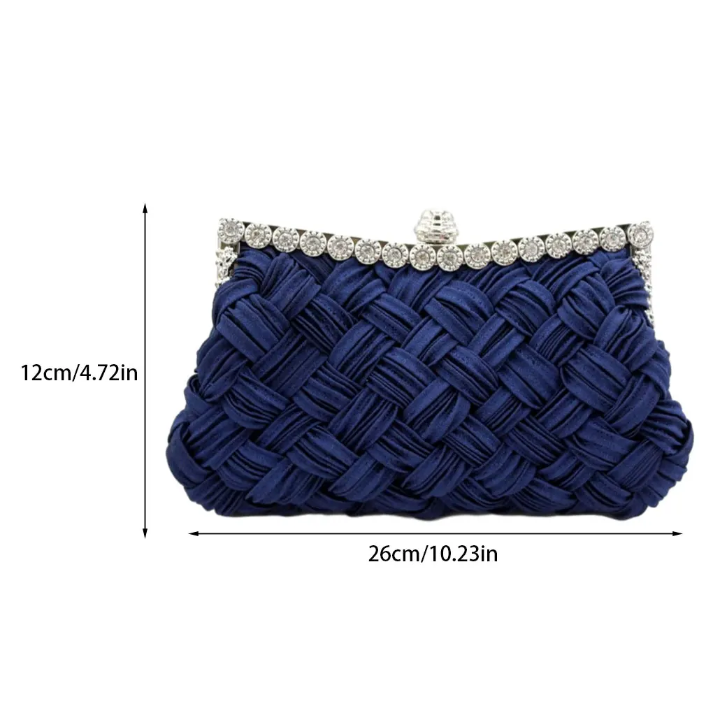 Lightweight And Spacious Woven Bag For Fashionable Women Comfortable Silk Shoulder Bag Evening Bags Handbags Clutches Dark blue