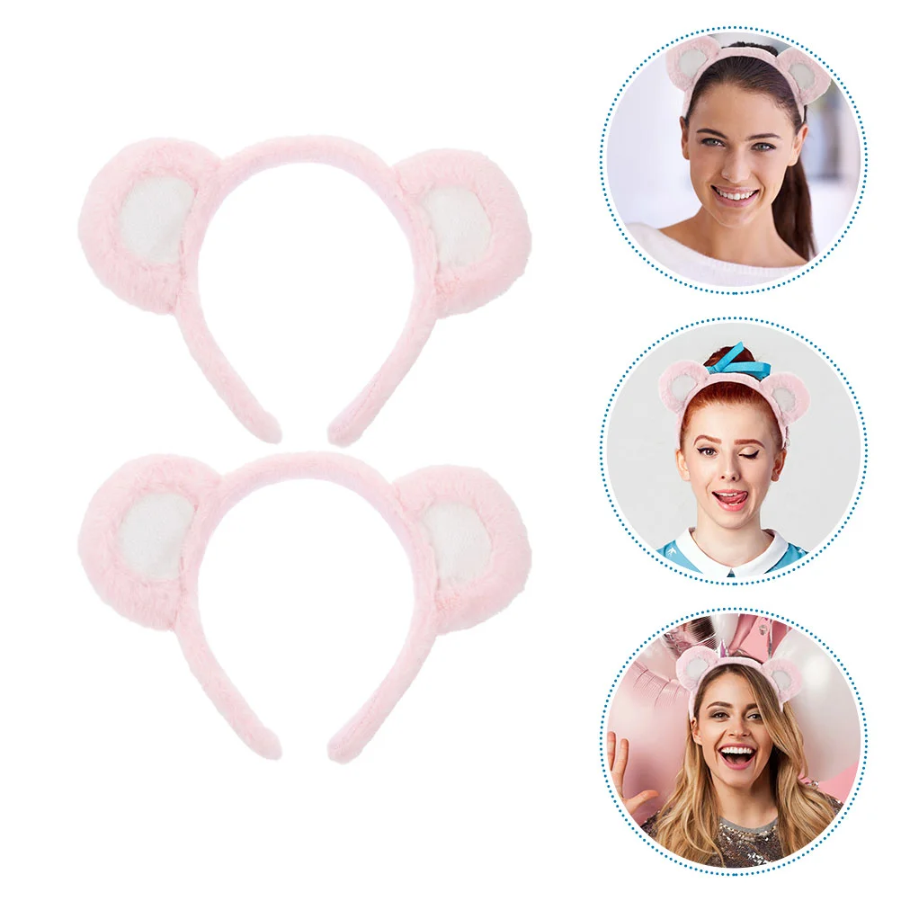 

2 Pcs Headband Decorative Hairband Ears Headbands Decorate Fluffy Hairbands Adorable Supply Dress Man