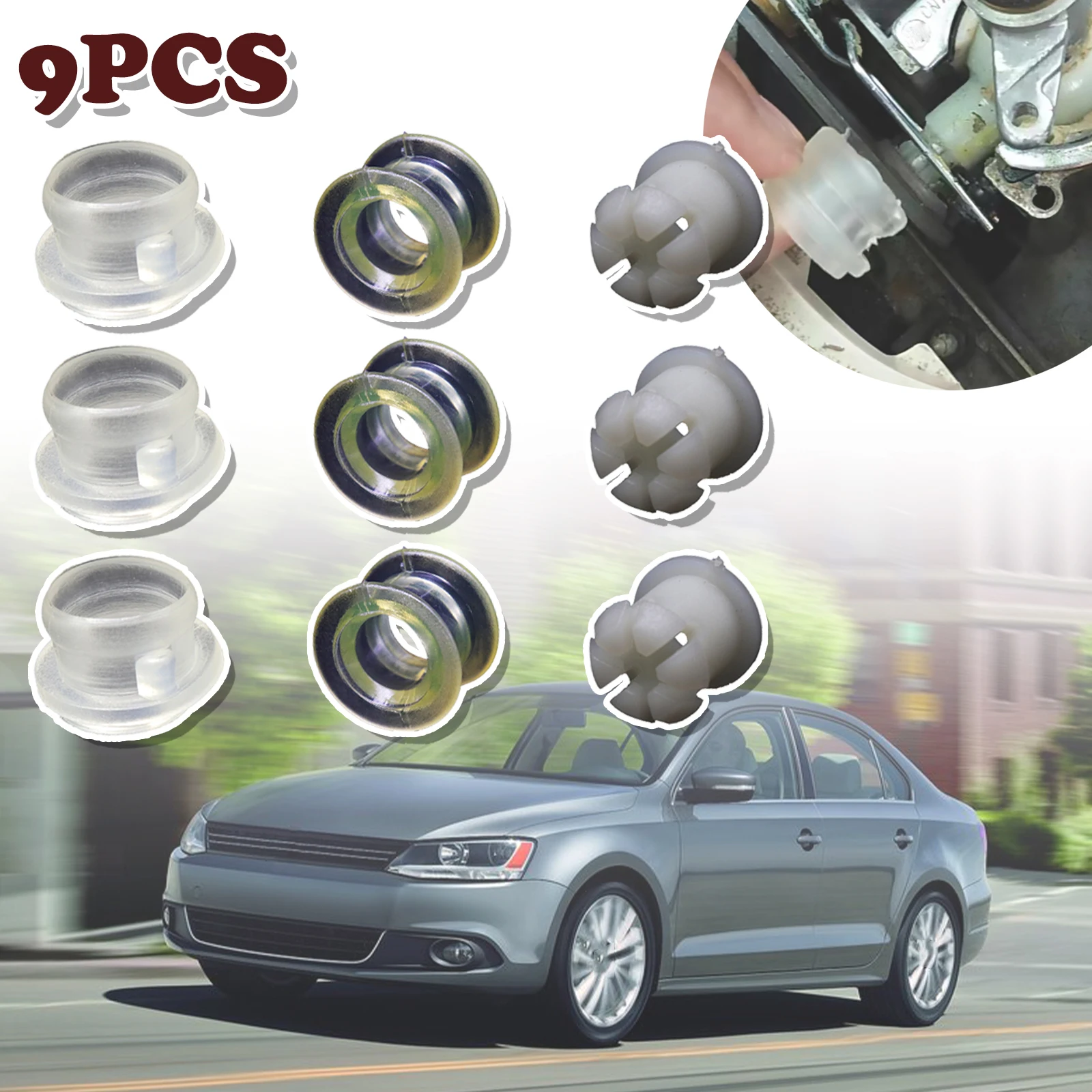 

9PCS For VW Golf MK4 Polo Bora Jetta Manual Gear Shift Lever Cable Bushing Repair Kit Gearbox Selector End Linkage Rubber Sleeve