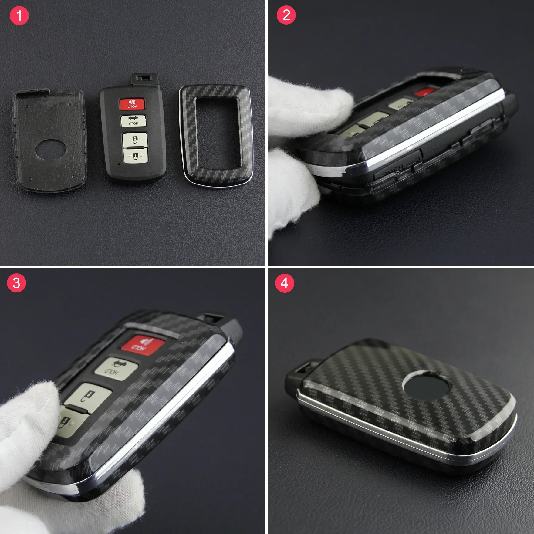 ABS Plastic Carbon Fiber Car Smart Key Case Protective Cover For Toyota 4Runner Avalon Camry Corolla RAV4 Tundra Highlander