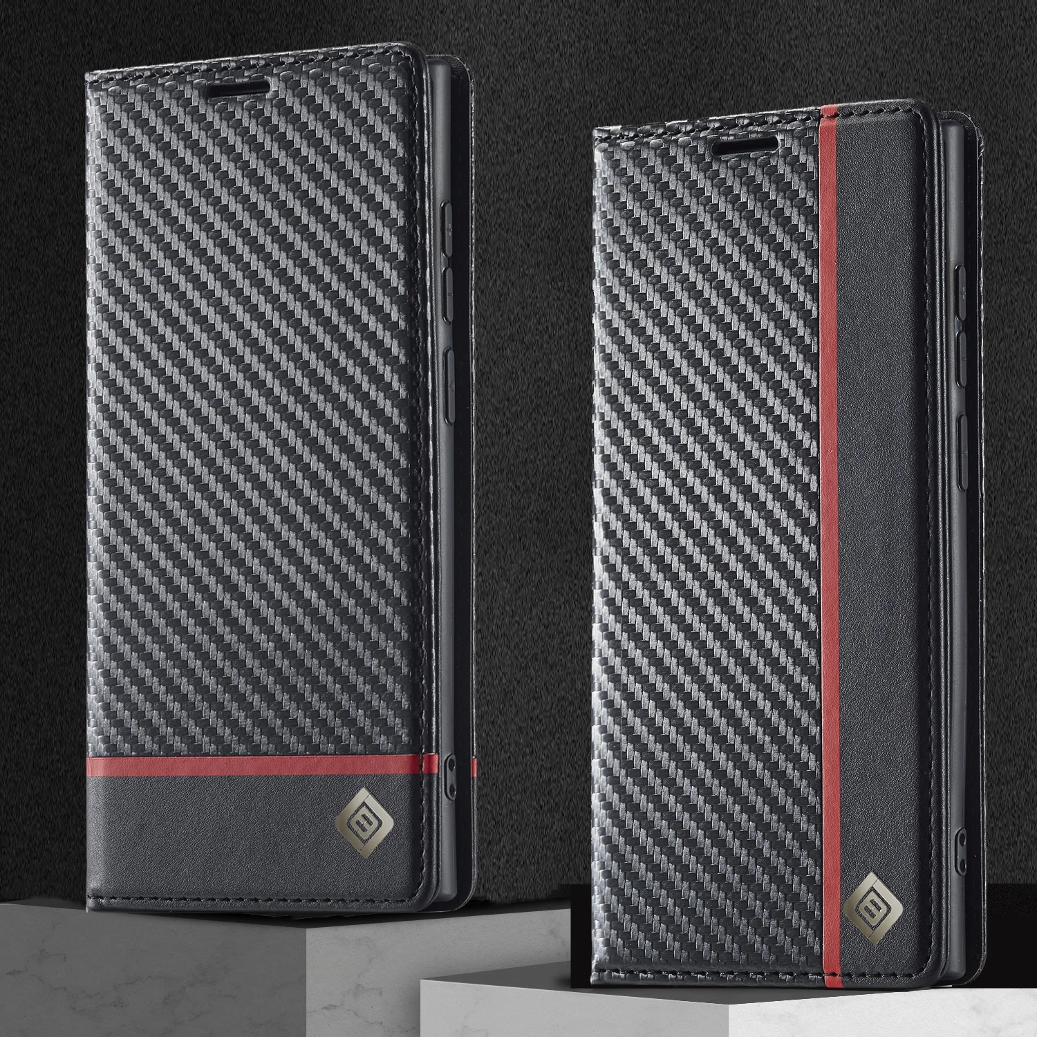 Étui en cuir de fibre de carbone pour Google Pixel 9, 8, 7 Pro, 6 Snap7Pro, Pixel8 Pro, 9Pro, XL Business Flip Cover Card Slot, Phone Wallet