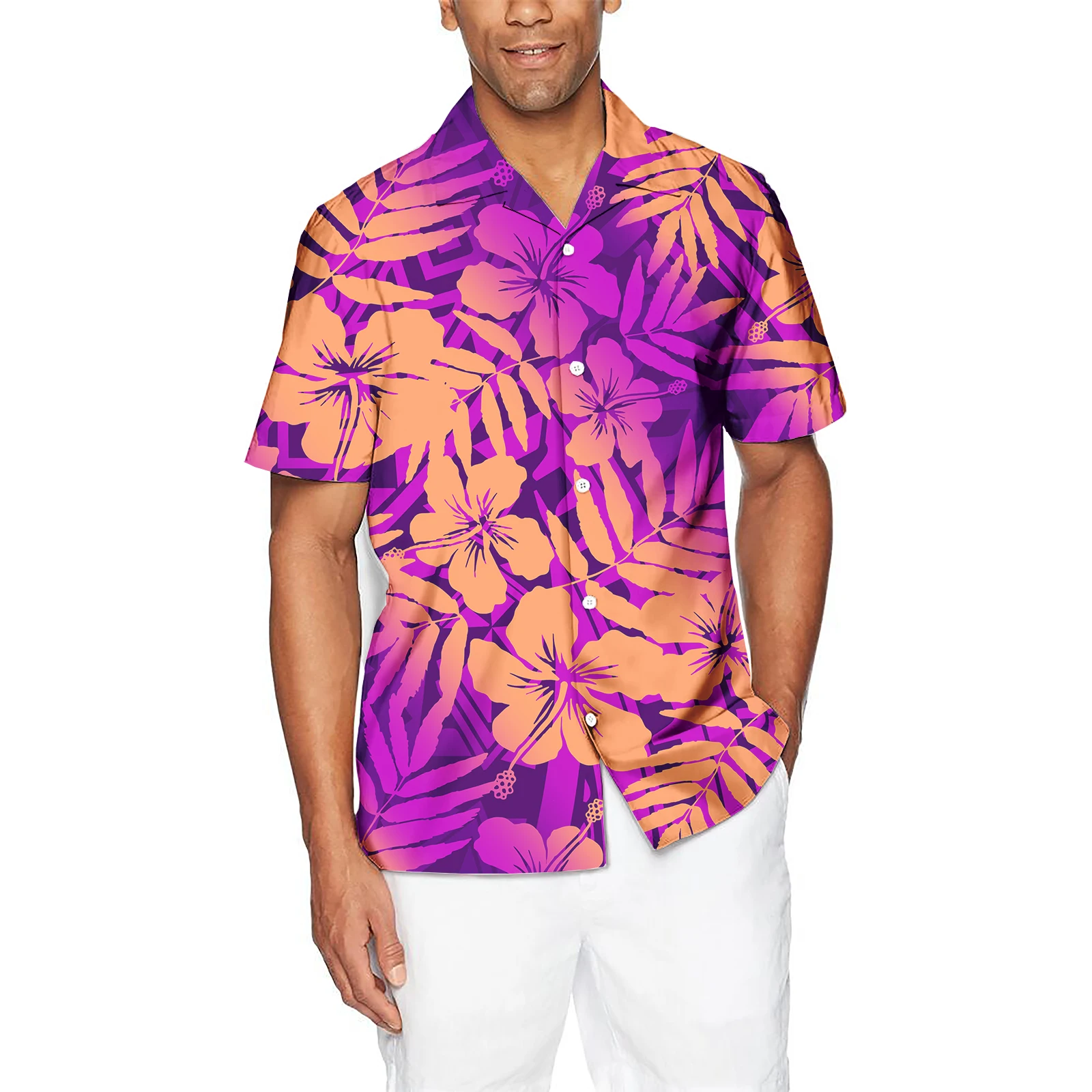 New short-sleeved casual Polynesian design shirt for men plus size fashion Pacific Island formal shirt.