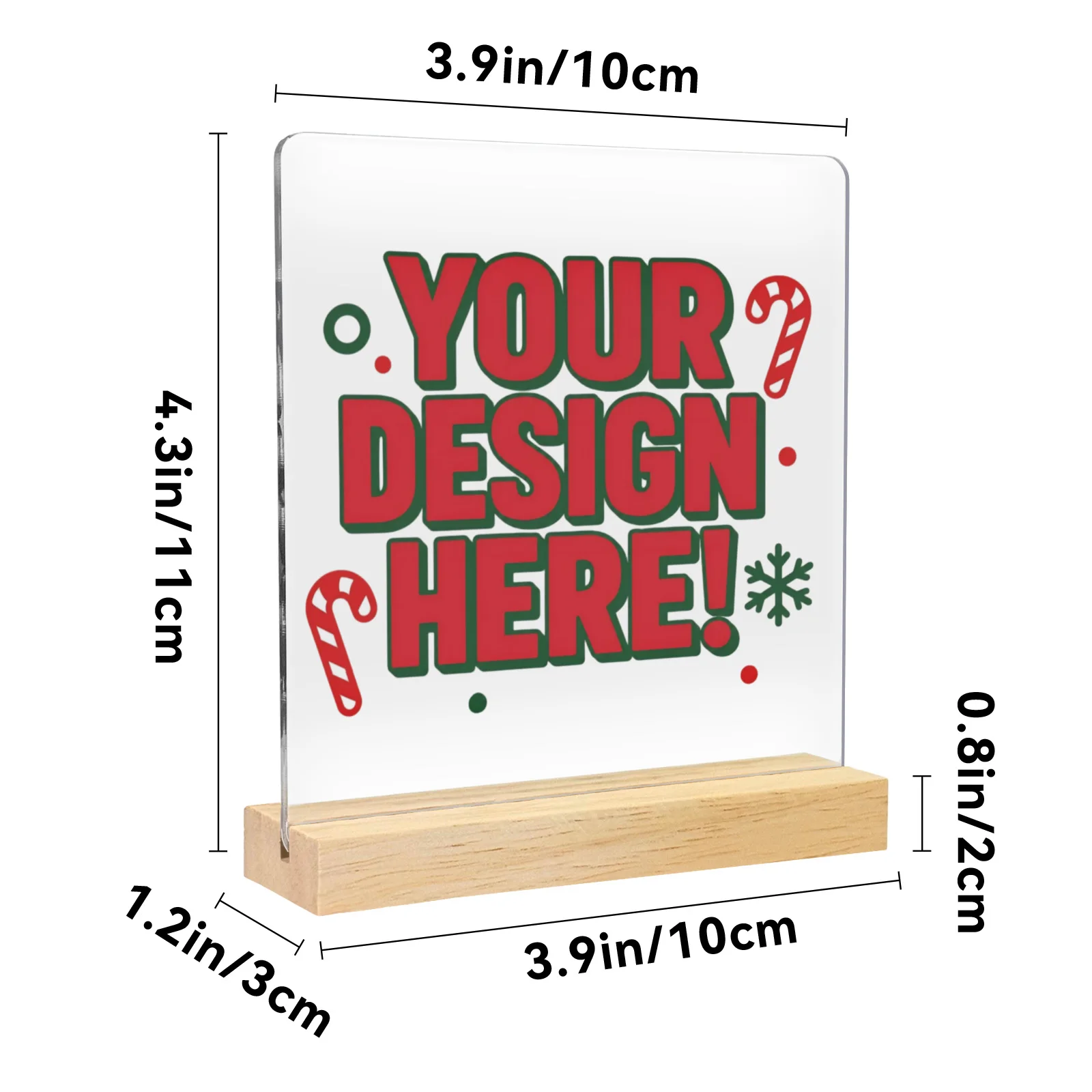 Personalized Acrylic Photo Plaque Custom Picture Name Logo 3mm Clear Acrylic Sign with Wooden Base for Desk Bedroom Decor Gift