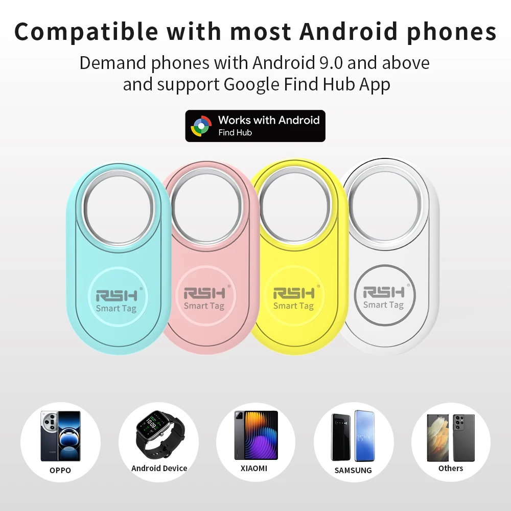 RSH 4 шт. трекеры безопасности для поиска Samsung работает с Android Google's Find Hub кошелек автомобильный анти-потерянный тег оповещения быстрый локатор