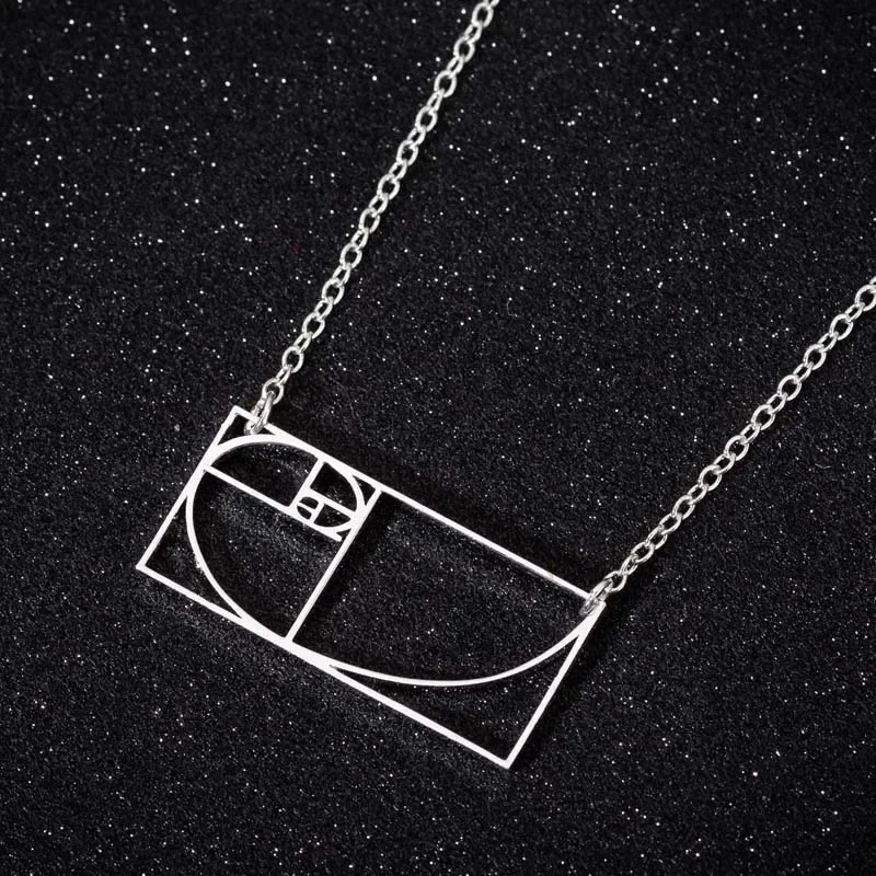 Fibonacci numerical chart Necklace Women Stainless Steel Square Pendants Fashion Jewelry Gifts for Woman Accessories