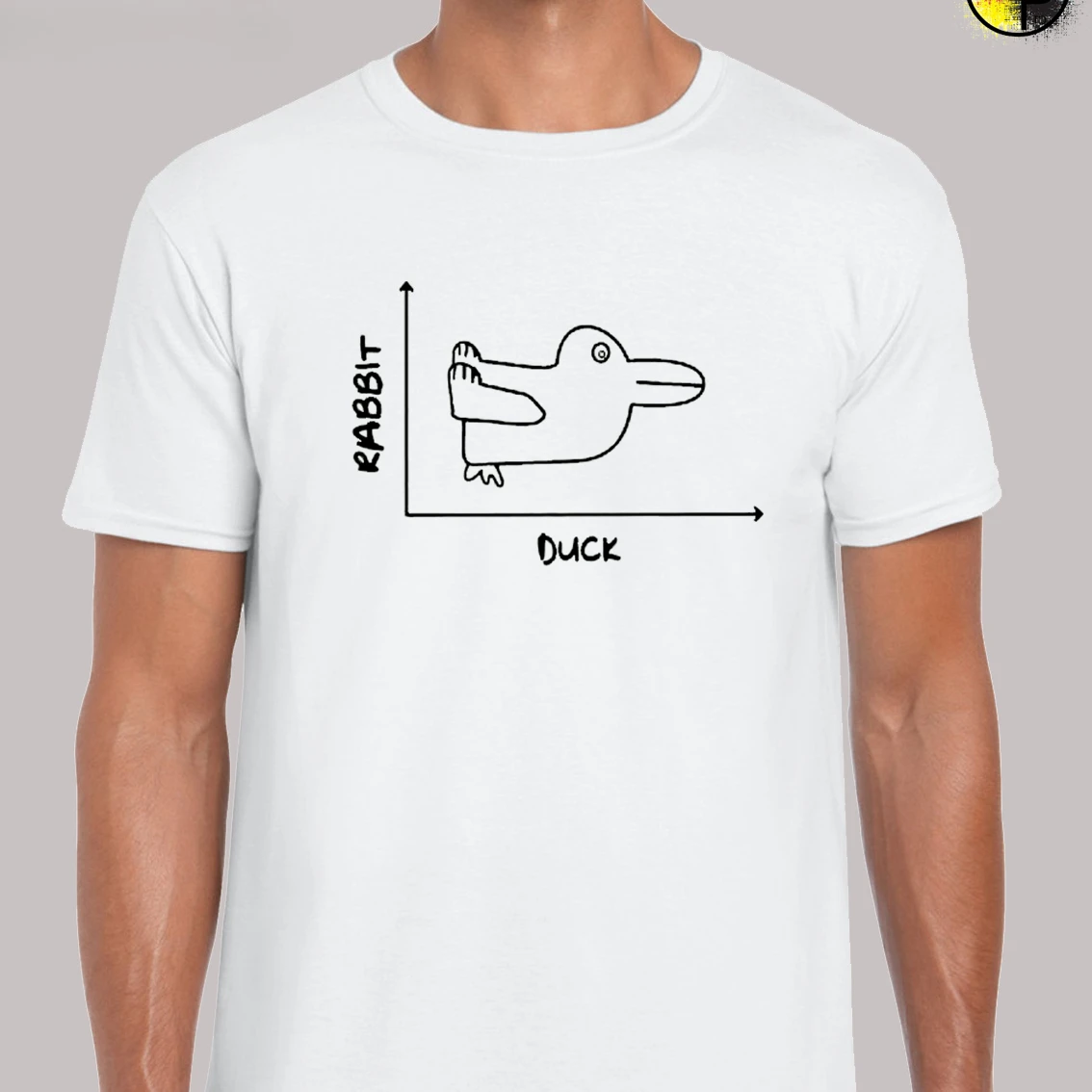 Rabbit or Duck Graph Cool Funny Pattern Print Regular Fit Tees for Men Summer Fashion Casual Comfort Soft Cotton T-shirt Tops