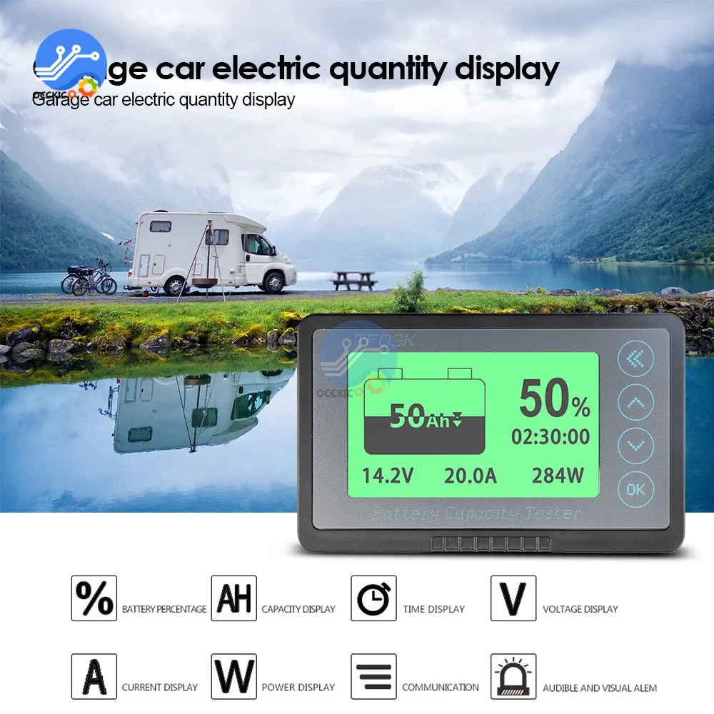 TF03K 8-120V Coulomb licznik długości wskaźnik naładowania baterii napięcie prądu wyświetlacz 50A,100A,350A,500A