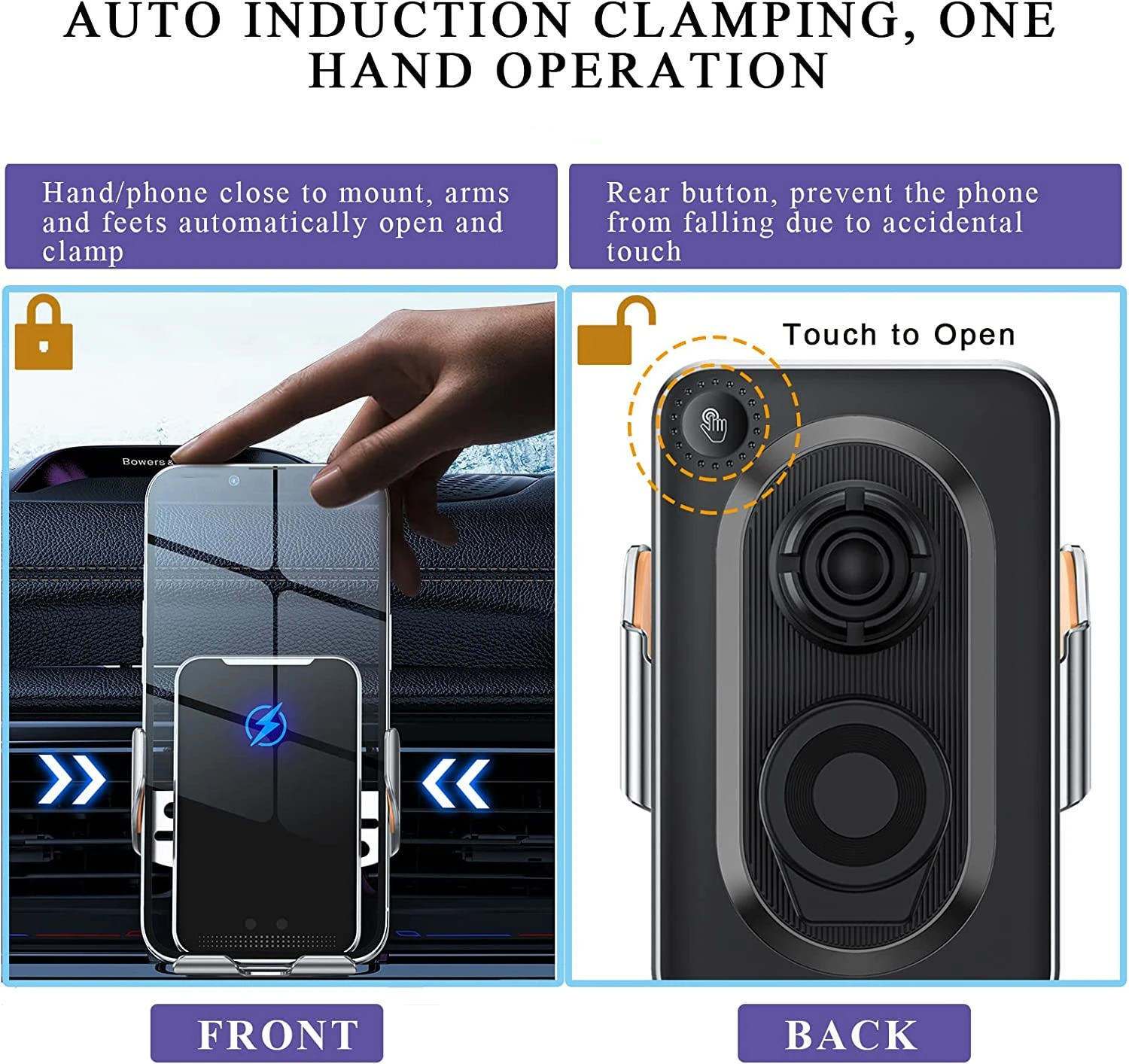 Automatic Clamping 30W Fast Car Wireless Charger for Samsung S22 S21 iPhone 14 13 12 11 XR 8 Infrared Sensor Phone Holder Mount