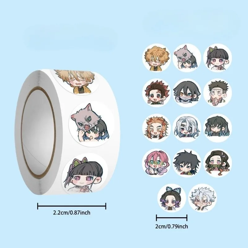 500pcs New Demon Slayer: Kimetsu No Yaiba Cute Anime Tanjiro Yadouzi Avatar Scroll Sticker Kawaii Decorative Seal Sticker Gift
