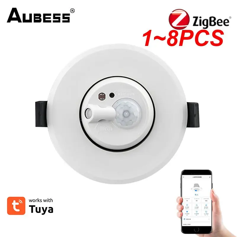 

1~8PCS Tuya Smart Human Sensor Ac200v Portable Mobile App-key Control Light Intensity Ceiling-mounted Home Security