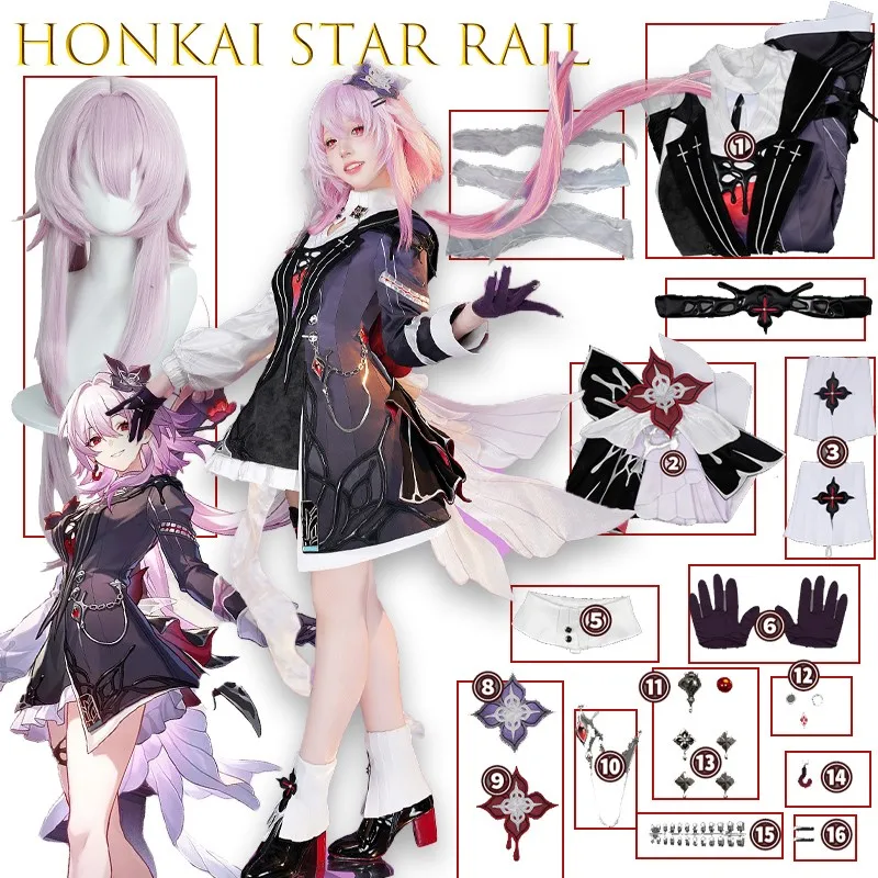 

BHonkai Star Rail March 7th Evernight Cosplay Costume Character Outfit Set Sexy Anime Dress Halloween Kawaii Game Role Play Cos