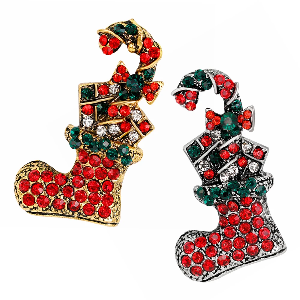 

10pcs Colorful Christmas Shoe Design Rhinestone Fashion Brooch