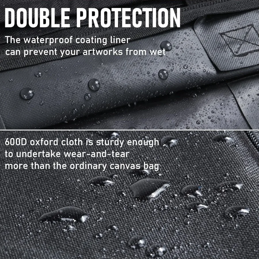 حافظة فنية كبيرة الحجم للفنانين مع زوايا جلدية وتصميم توسيع جانبي ومحفظة تخزين مقاومة للماء