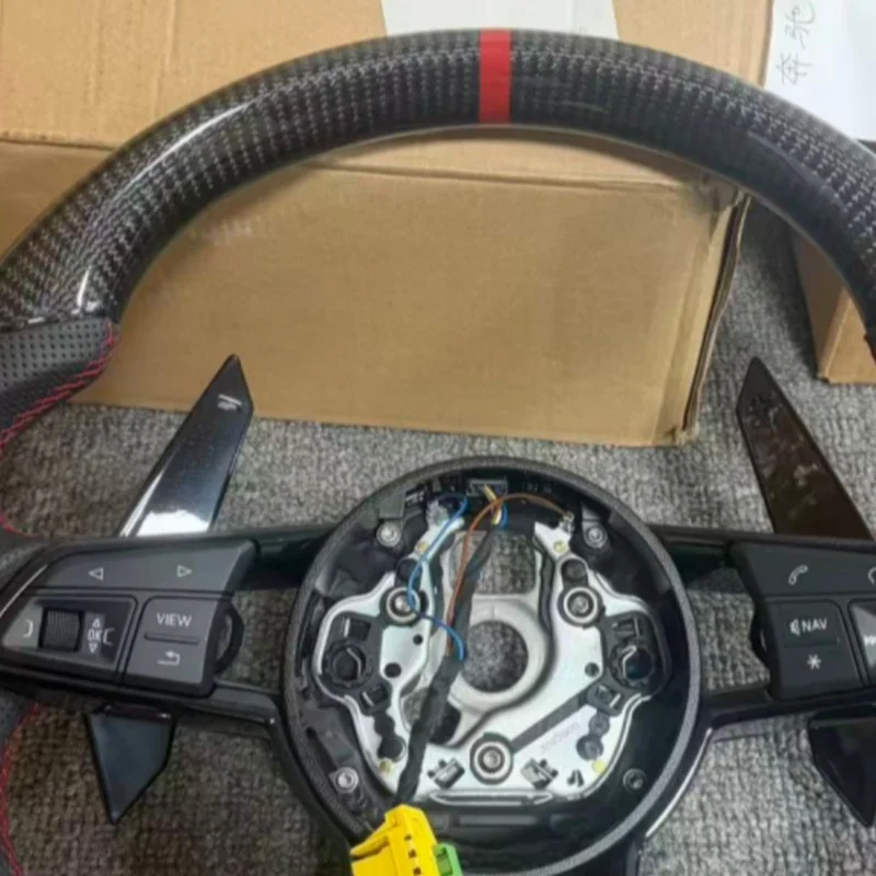 Car Steering Wheel Carbon Fiber Leather For Audi A1 A3 A4 A5 A6 A7 C6 C7 S3 S4 S5 S7 RS RS3 RS5 RS6 B8 B9 R8 TT Car Accessories