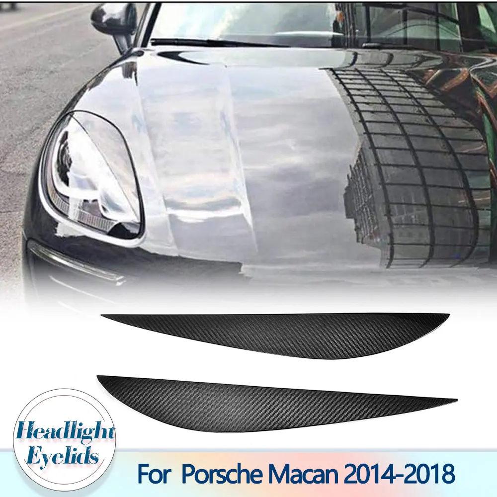 

Dry Carbon Front Headlight Eyebrows for Porsche Macan Base/Turbo/GTS/S Sport Utility 4Door 2014-2018 Lamps Eyelid Stickers Cover