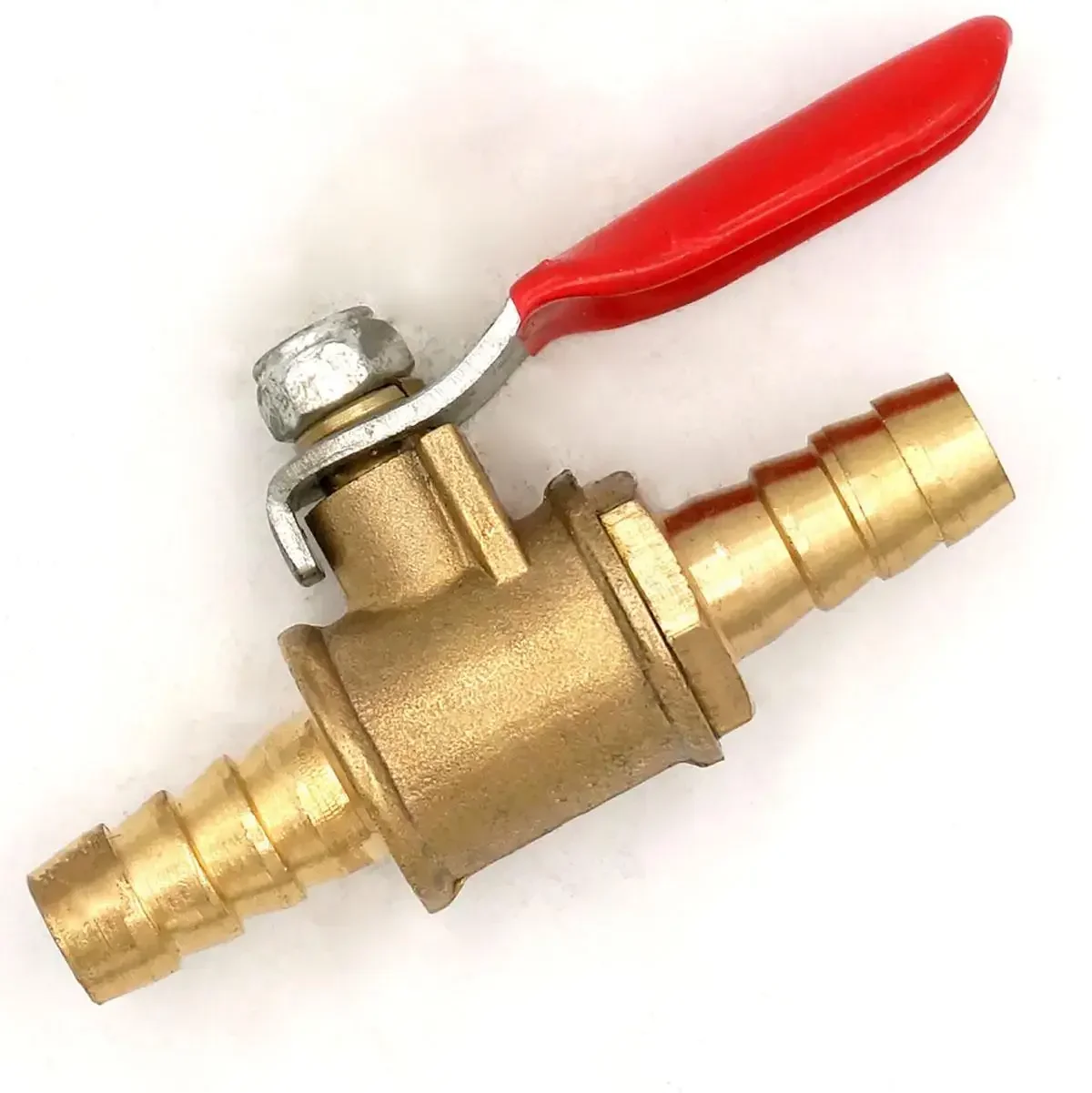 Fit Tube I.D 6/8/10/12/14mm Barbed Equal Brass Ball Valve With Red Handle For Water Air