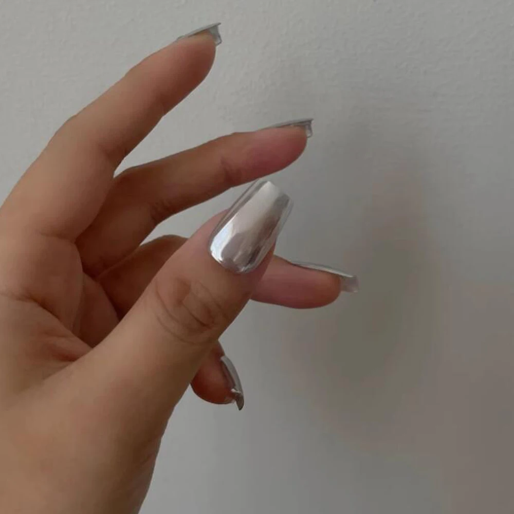 1 szt. Jasny Brokatowy Srebrny Pigment do Paznokci UV Gel Punk Metaliczny Srebrny Efekt Lustra Chromowany Puder do Paznokci Harajuku Manicure Pyłek do Wcierania # &