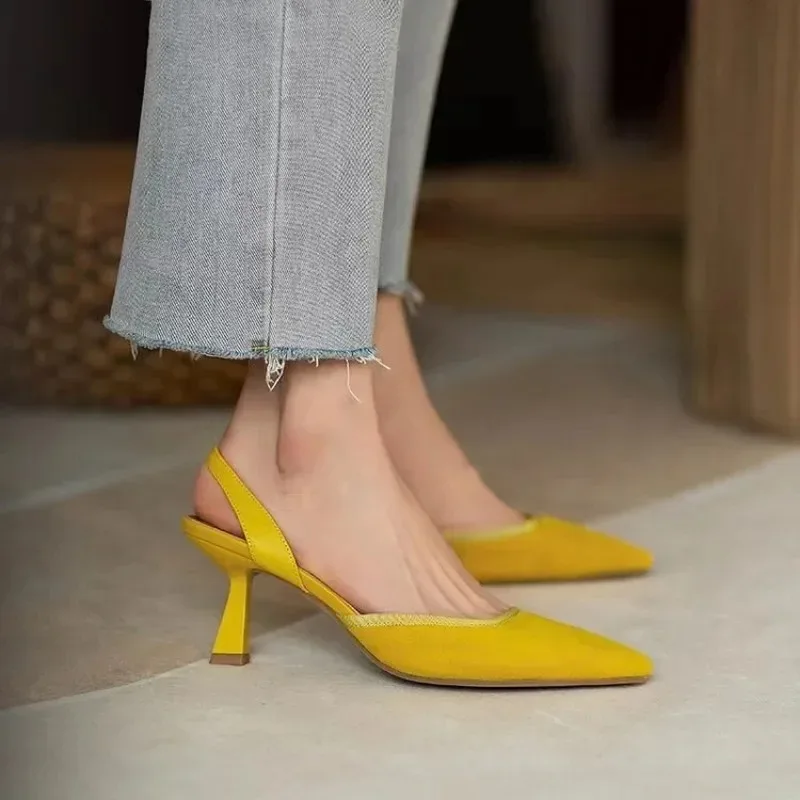 Sexy Pointed Toe Sandals Female Fairy Style Summer 2024 New All-match Thin Heel Slingback Temperament Women Shoes High