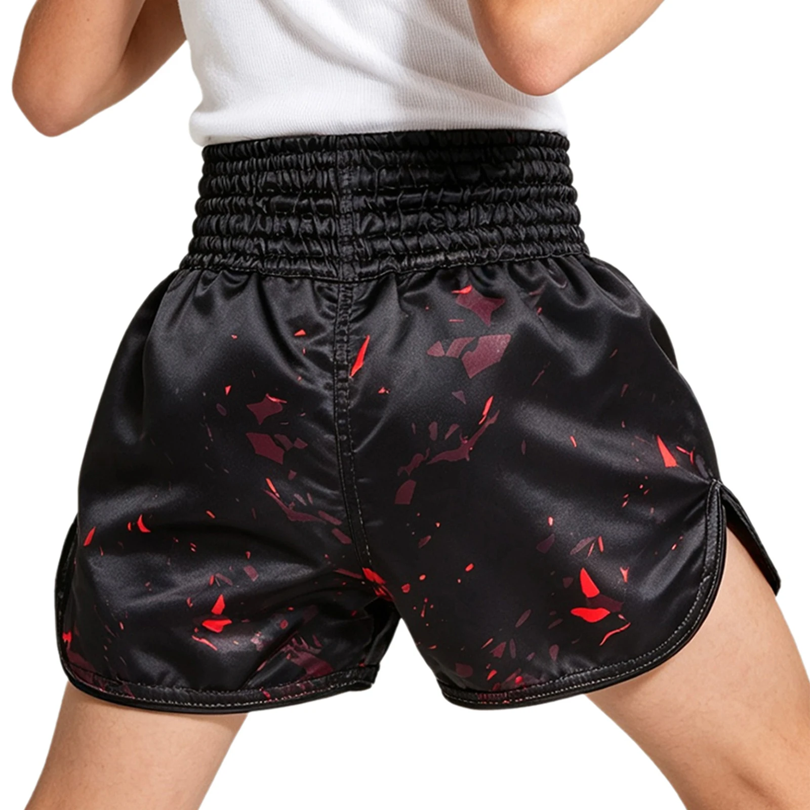 Kids Boys Girls Animal Printed Boxing Shorts Drawstring Elastic Waistband Side Slit Boxer Trunks for Muay Thai Sports Training