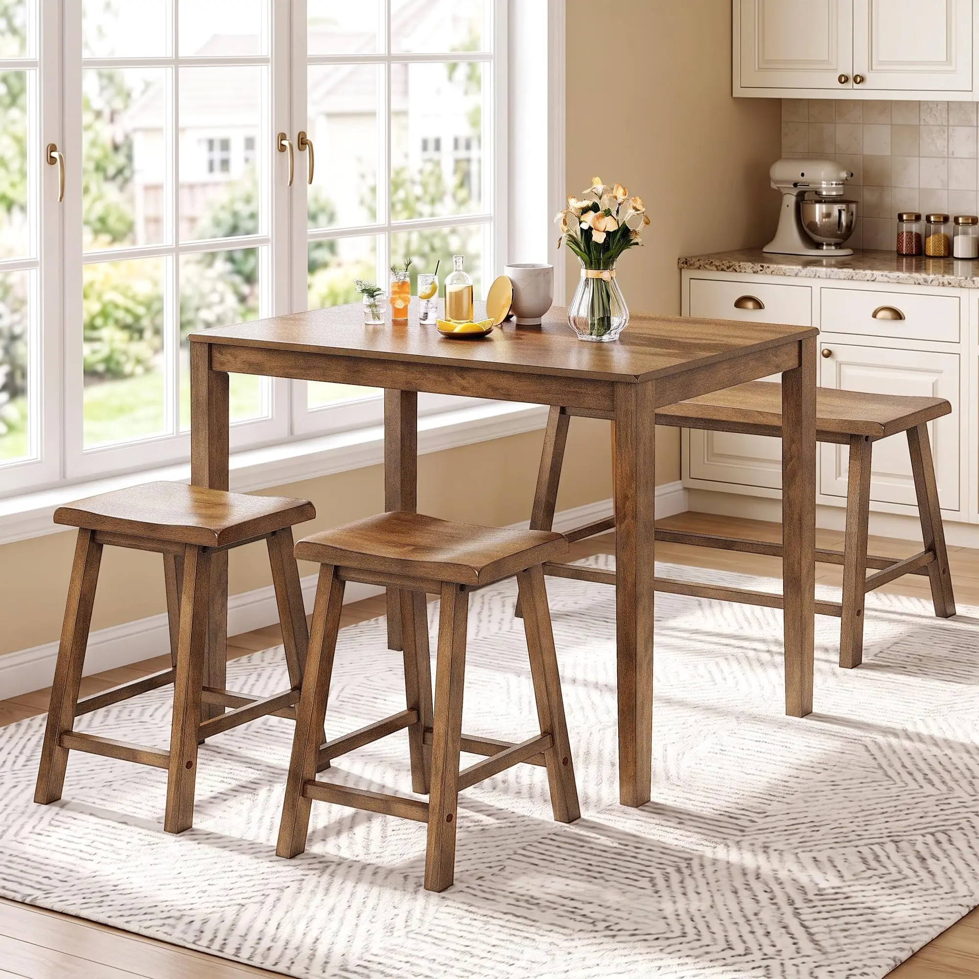 Counter Height Table and Chairs, Small Kitchen Table Set for 4