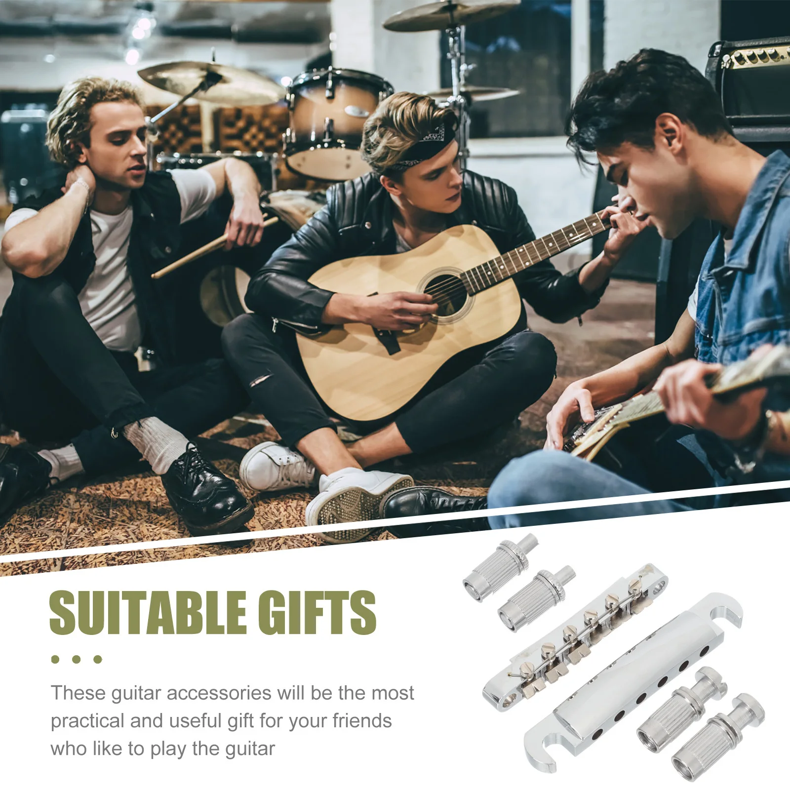 

1Set Electric Guitar Bridge Tailpiece High-Durability Saddle Metal Bridge for Guitar Repair Kit Long-Lasting Strings Adjustment