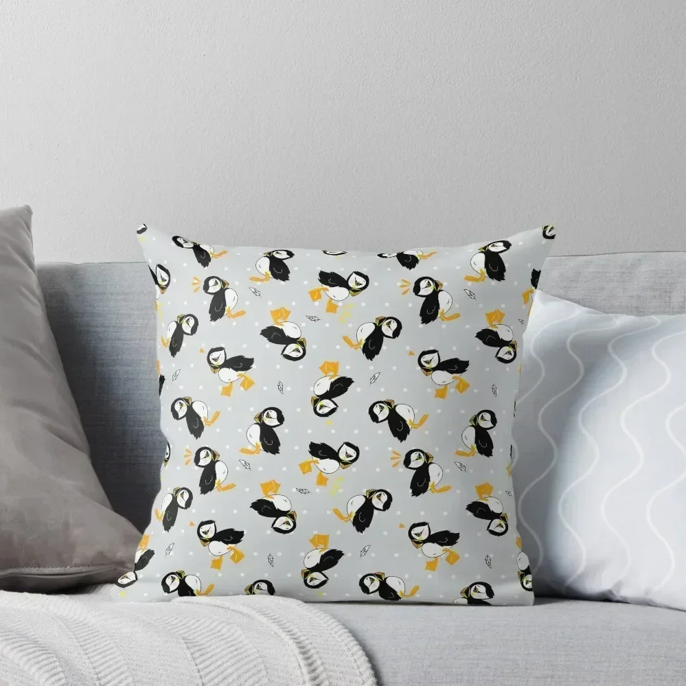 

Multitude of Scottish Puffins Throw Pillow Elastic Cover For Sofa luxury decor Embroidered Cushion Cover pillow
