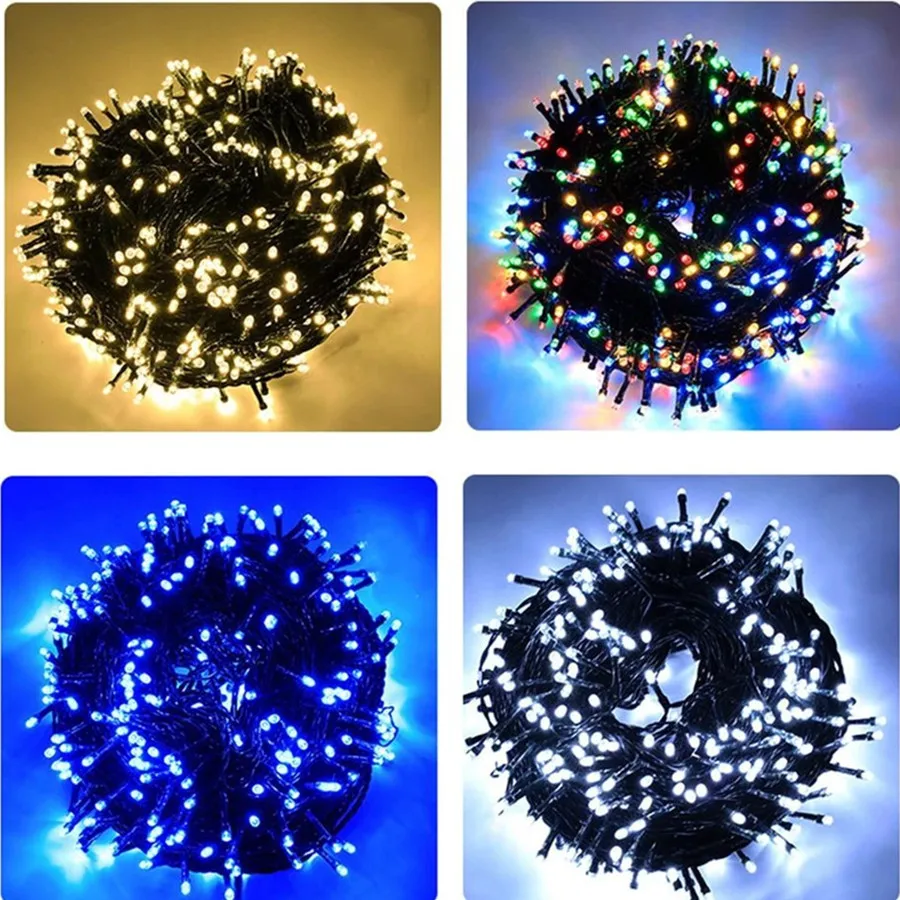 2023 New Year Christmas Decoration String Lights 10M 30M 50M Outdoor Garland Fairy Lights for Wedding Party Garden Tree Street