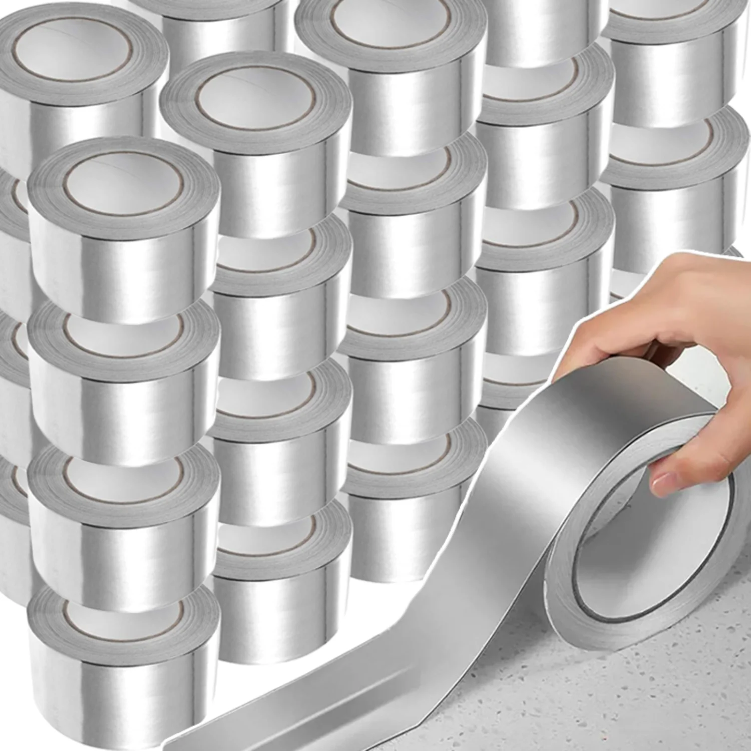 1-10 Rolls Aluminium Foil Tape Silver Heat Resistant Leakproof Adhesive for Duct Repair Kitchen Greaseproof Waterproof Sticker