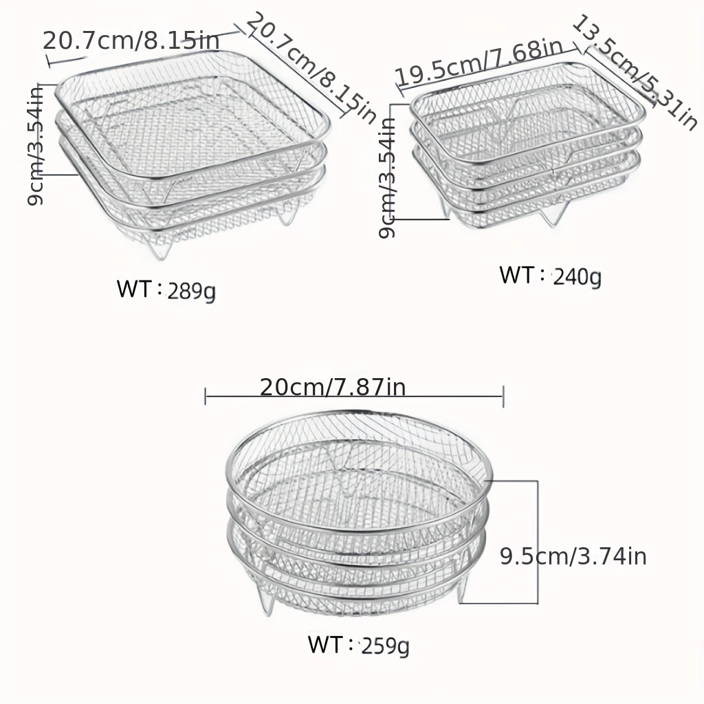 Stainless steel compartment string rack stainless steel baking net air fryer multi-layer rack baking basket stackable steaming