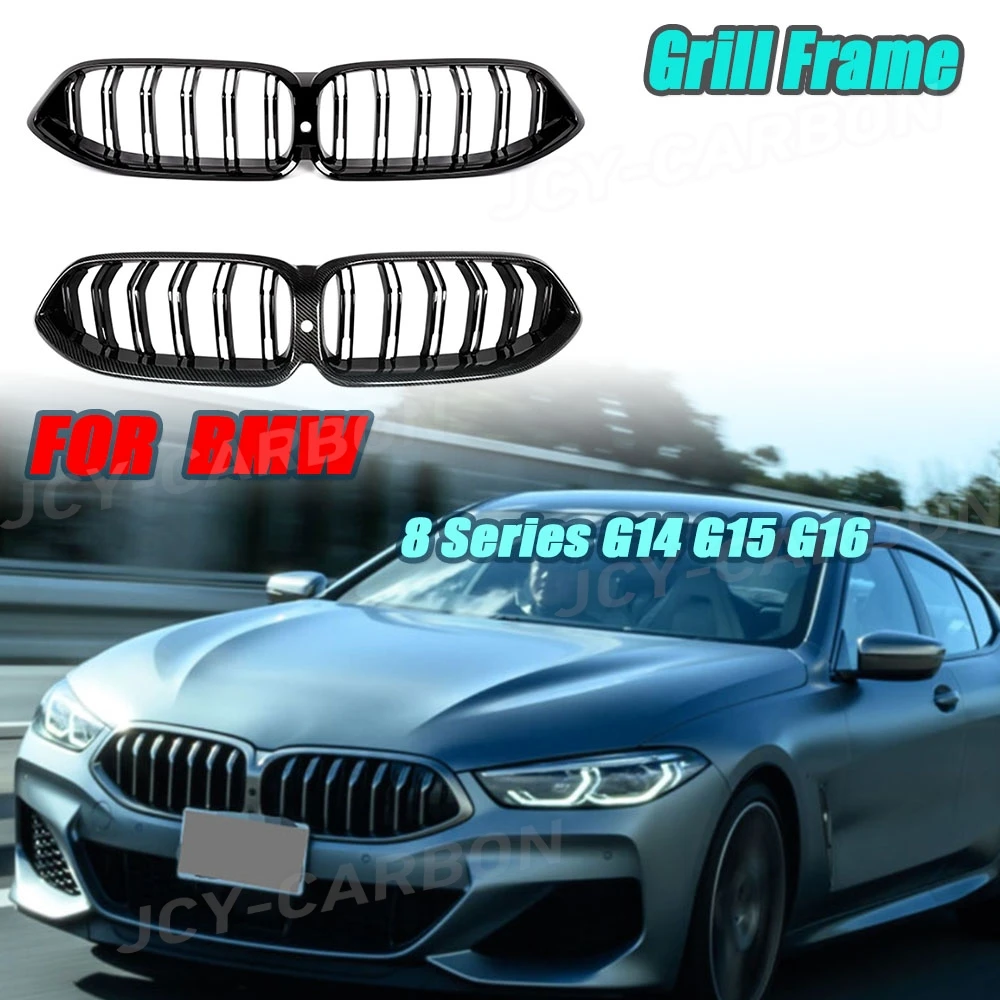 

JCYECF ABS передний бампер с двойной решеткой, гоночная решетка для BMW 8 серии G14 G15 G16 2019 + автомобильный бампер, передние решетки Mash