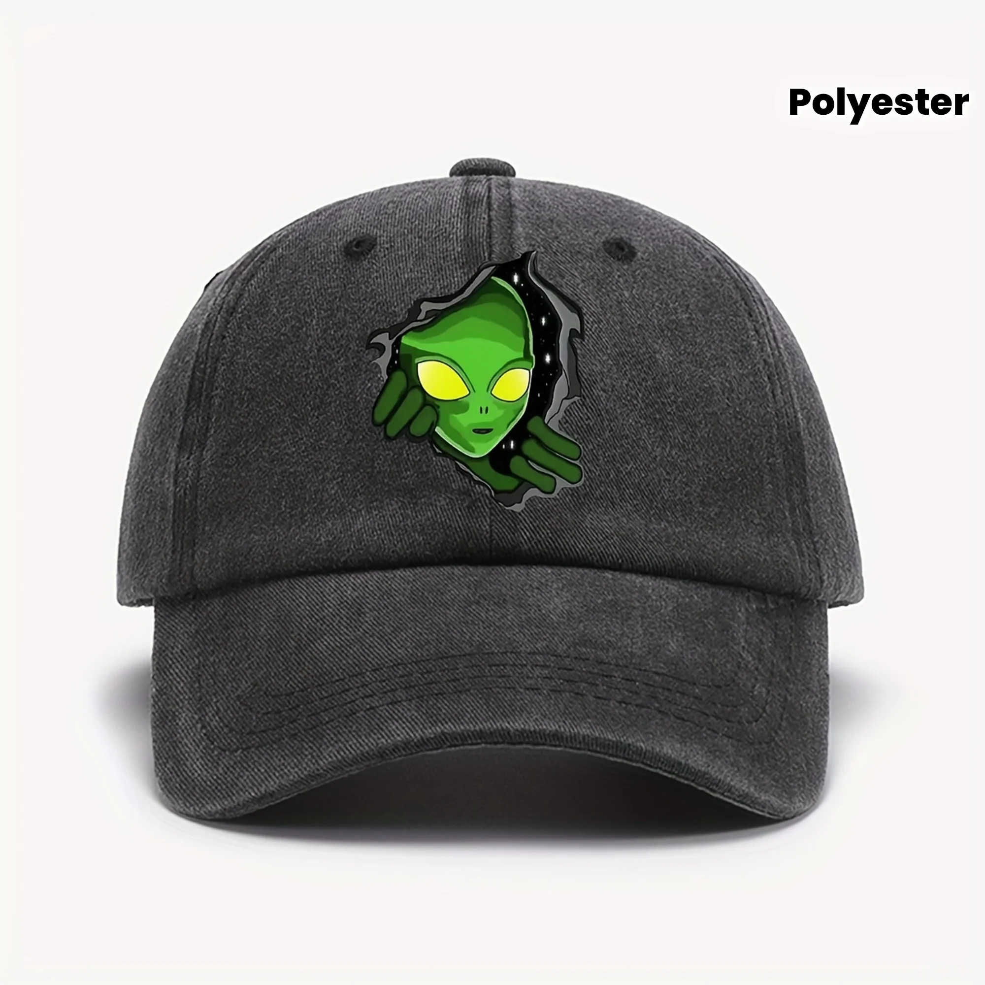 Alien Themed Baseball Caps Vintage Washed Imitation Old Hat With Green Alien Pattern Adjustable Headband Baseball Caps