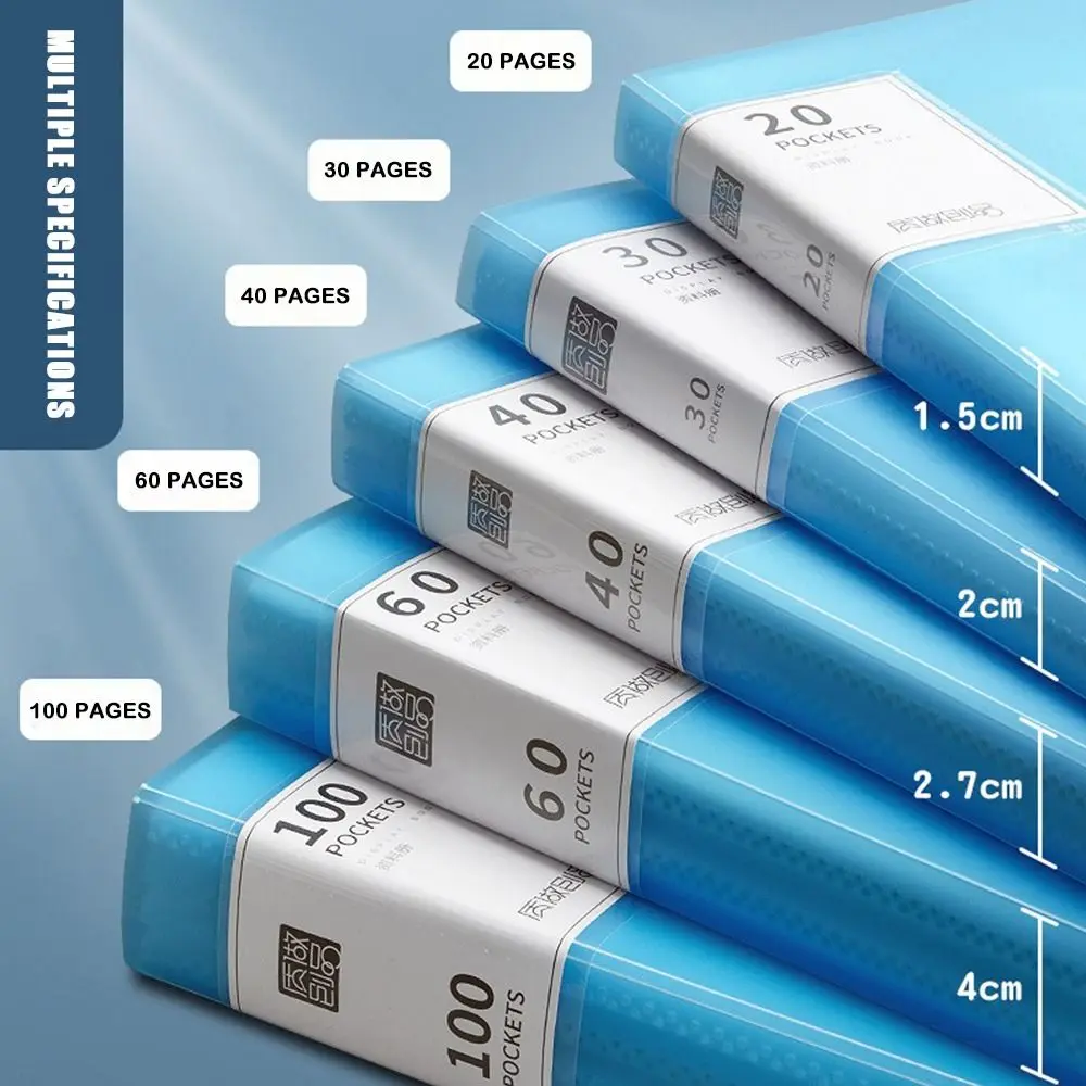 20/30/40/60/100 Pages A4 File Folder Multilayer Waterproof Test Paper Storage Bag Large Capacity Multifunctional File Bag