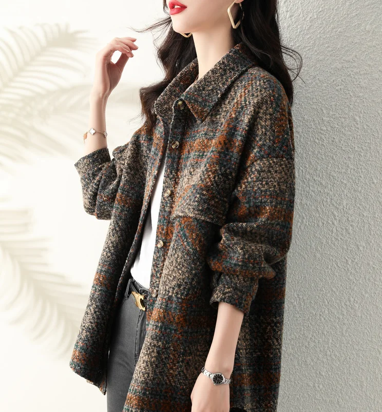 

Роскошное брендовое шерстяное пальто, весенне-осенний топ, цельный комплект, элитный женский европейский длинный воротник-свек на пуговицах