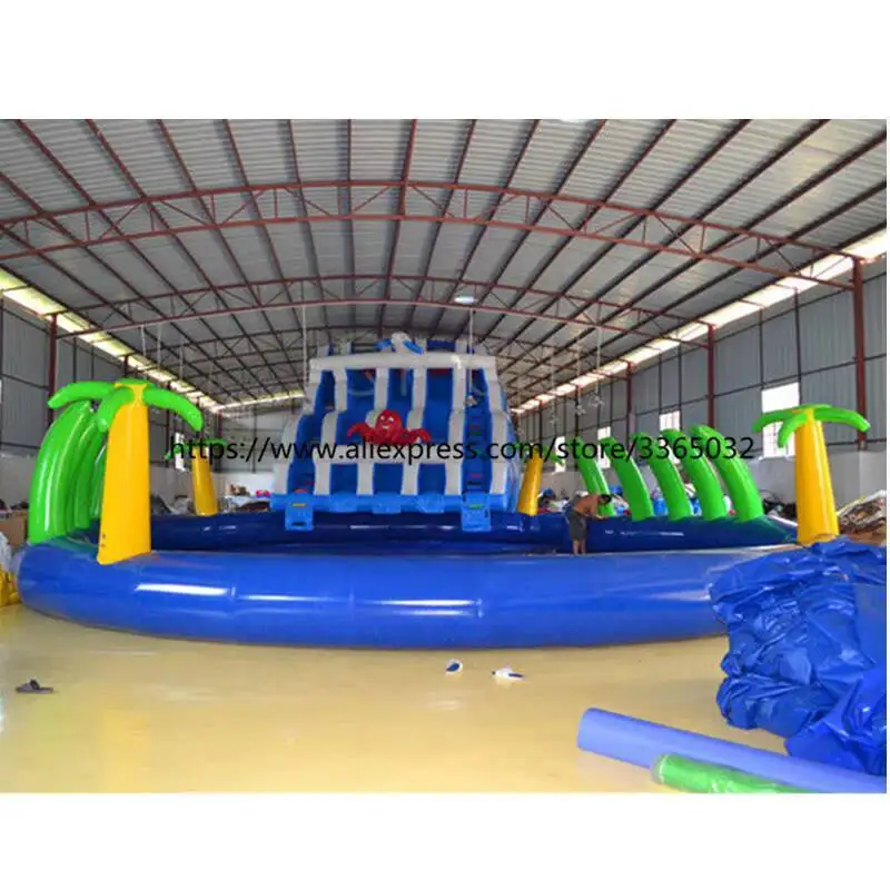 Parque aquático inflável exterior da baleia gigante com piscina para crianças