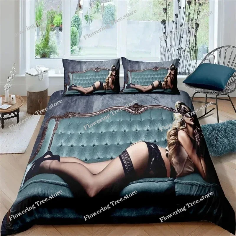 Sexy Girl Duvet Cover Fashion African Black Woman Bedding Set Microfiber 3D Comforter Cover029963