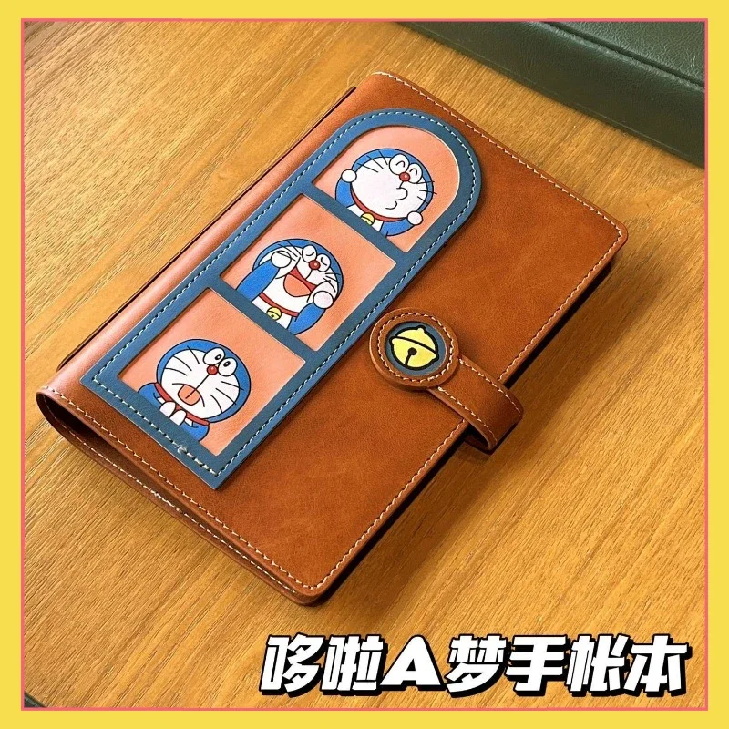 Anime Doraemon peripheral cowhide notebook A6 loose leaf notebook with blank horizontal lines, student notes, diary, gift