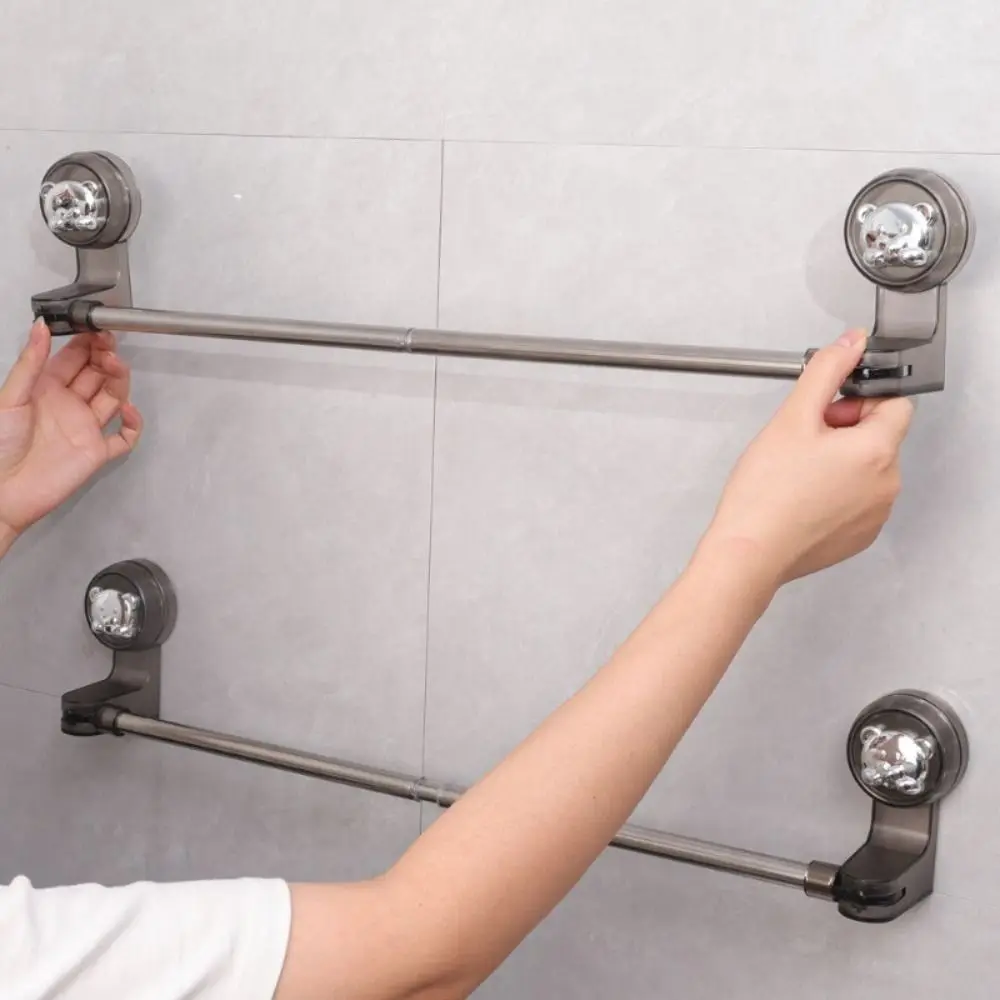 Durable Suction Cup Towel Rack Wall Mounted Adjustable Slipper Rack Retractable Clothes Drying Rack