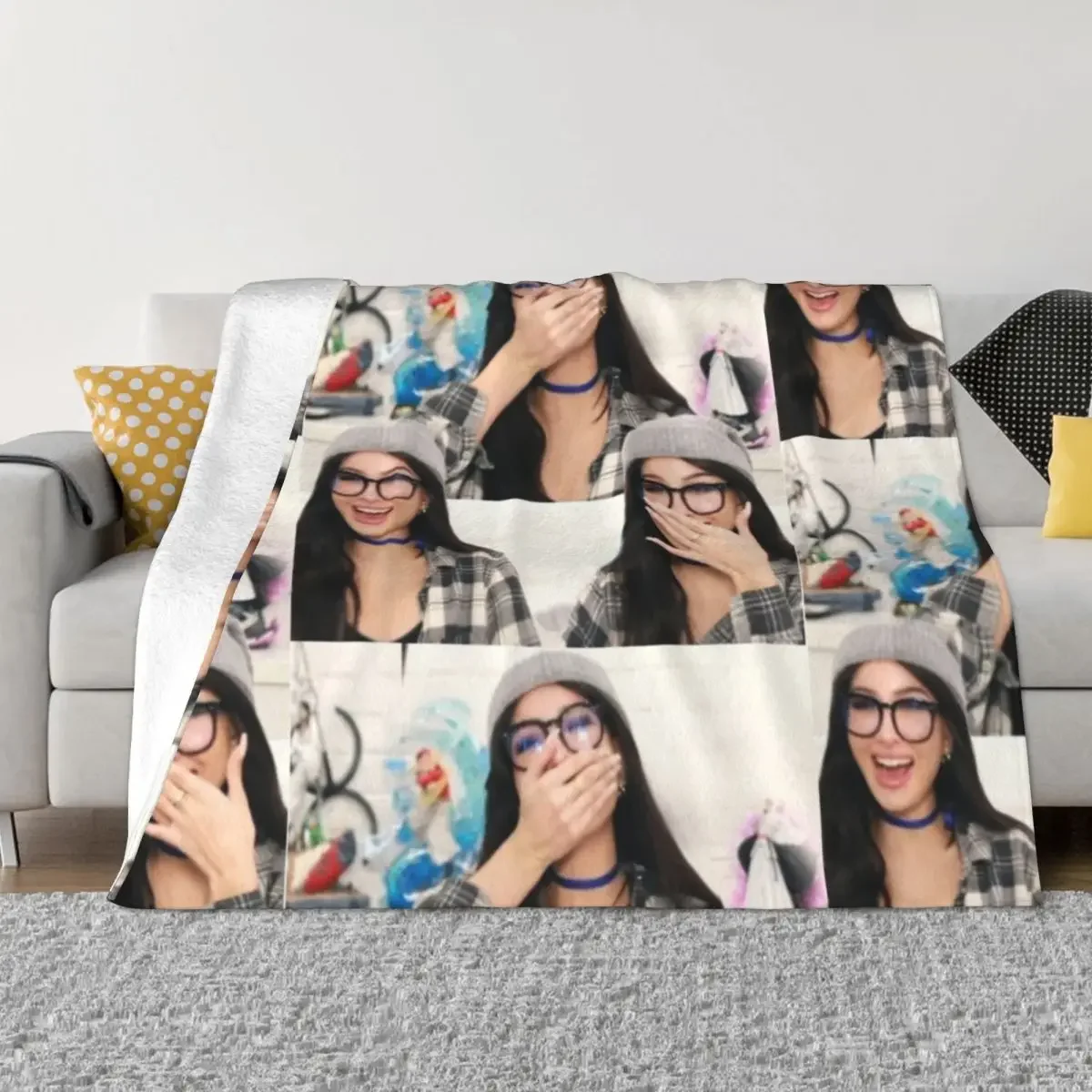 

Sssniperwolf laughing collage Throw Blanket Beach warm winter Thermals For Travel Sleeping Bag Blankets