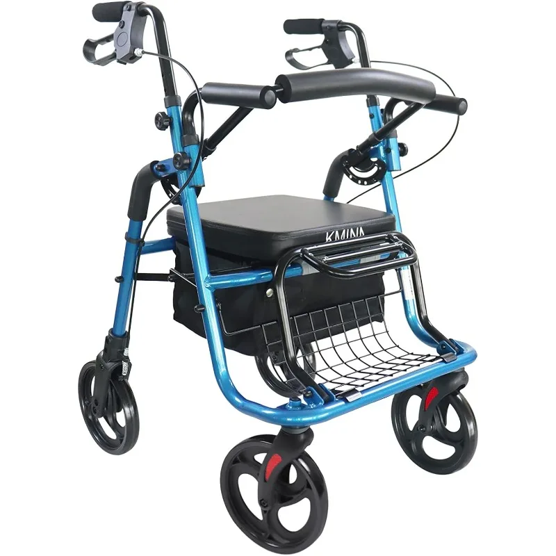 Rollator Wheelchair Combo for Smooth Terrain, 2 in 1 Rollator Transport Chair, Narrow Rollator Walker Wheelchair, Folding