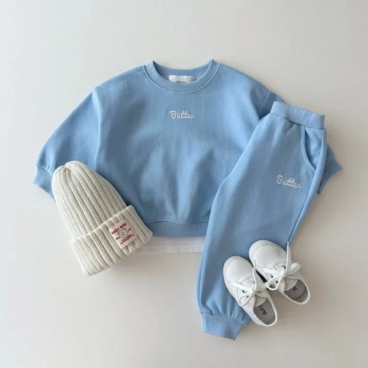 Children Clothing Set Autumn 2024 New Korean Style Cotton Letter Color Boys and Girls Hoodie and Pants Casual Two Piece Set