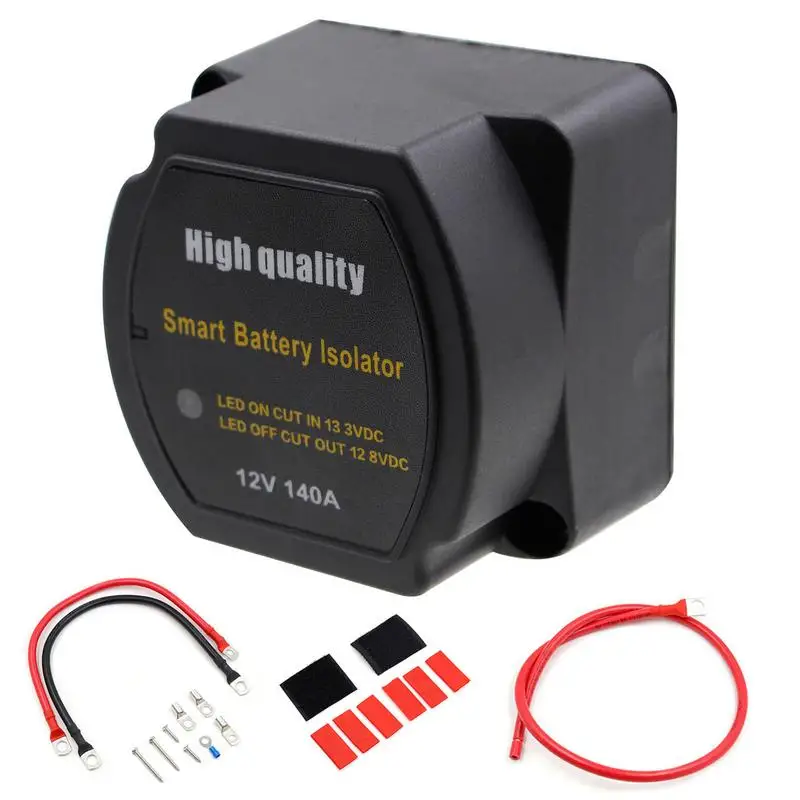 12V 140A Dual Battery Isolator Kit Auto Voltage Sensitive Relay With Color-Labeled Wires Harness VSR Double Battery Automatic