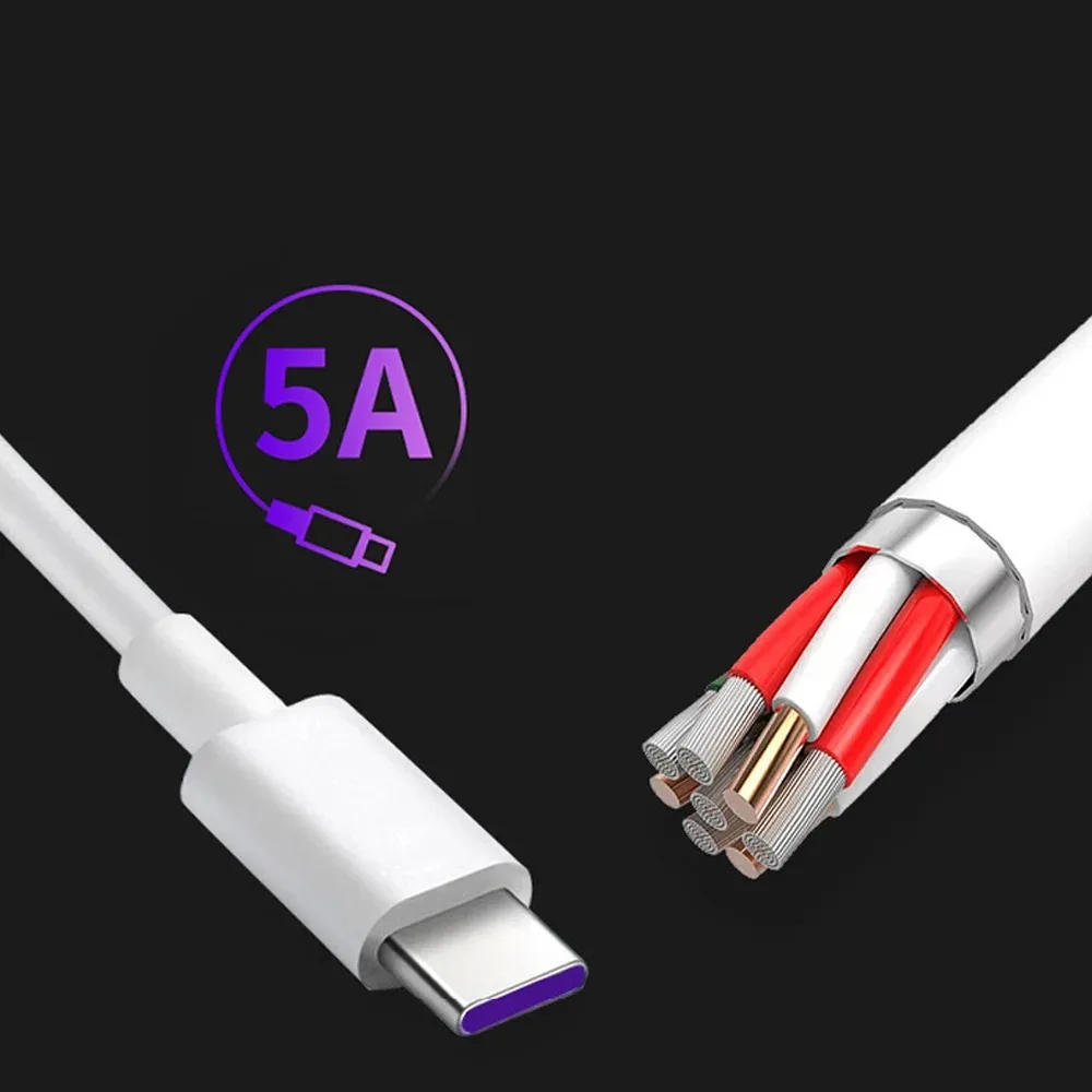 Kabel USB Typ C do szybkiego ładowania 5A, 0,3 metra, kabel do transmisji danych USB do HUAWEI Honor Redmi K40 K30 Note12 Xiaomi, kabel do szybkiego ładowania