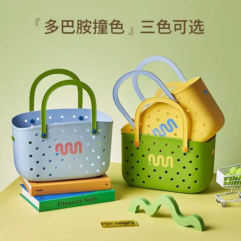 Dopamine hand basket large capacity cute go out shopping large capacity vegetable basket women handbag bag not tired