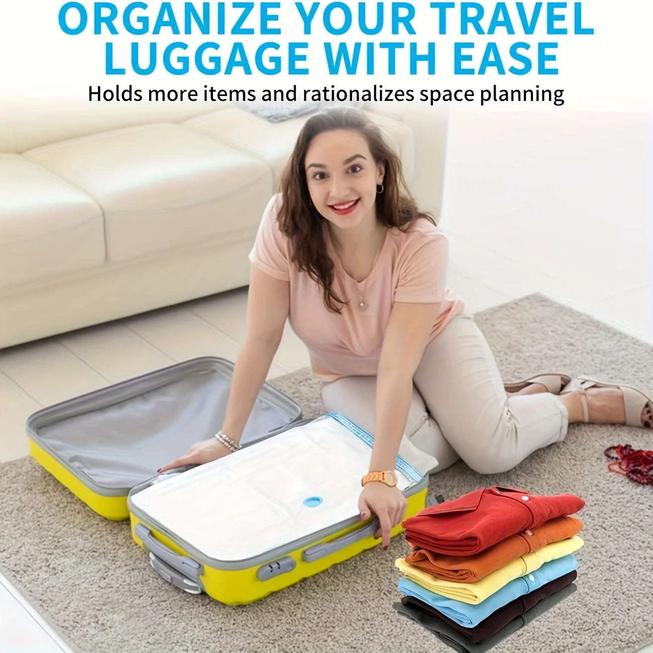 5 Pack Vacuum Storage Bags, Space Saver Bags Compression for Comforters and Blankets, Sealer Clothes Travel Packing Organizer