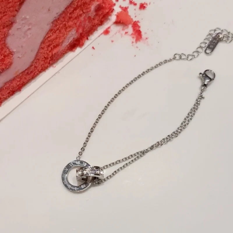 

New Gold Plated Roman Bracelet Zircon Inlay Fashionable Simple Design Exquisite Jewelry For Women's Holiday Gift