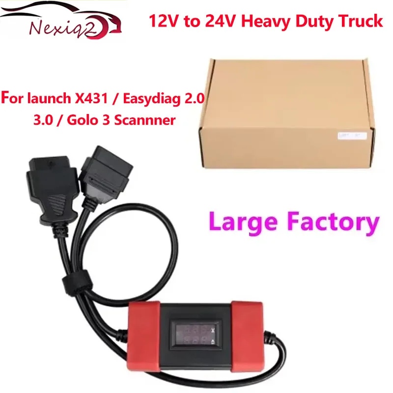 24V To 12V Converter Heavy Duty Truck Diesel Adapter Cable Work For launch X431 / Easydiag 2.0 / 3.0 / Golo 3 Scannner Original