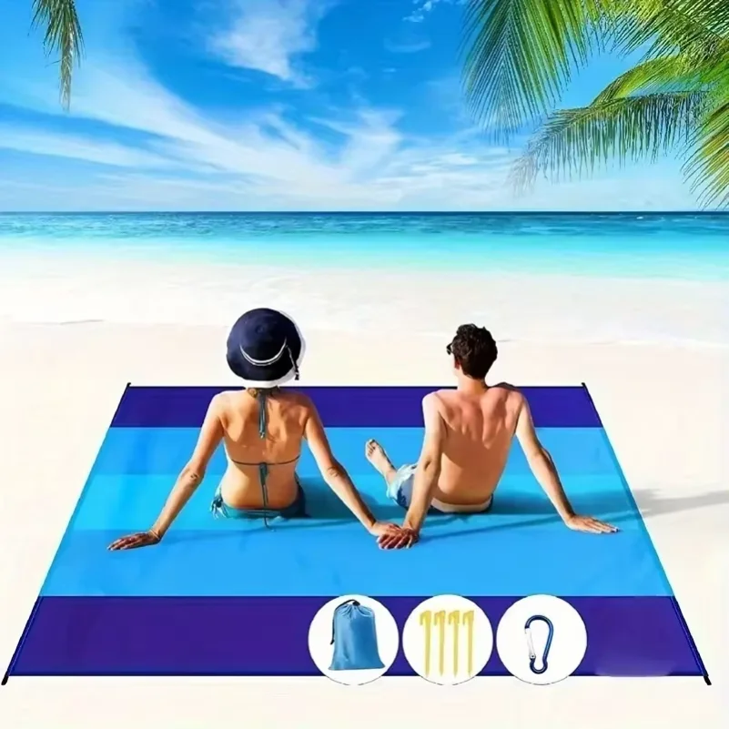 1pc Oversized Waterproof Beach Blanket for 4-7 Adults - Quick Drying Sandproof Picnic Mat for Outdoor Travel Camping Lightweight